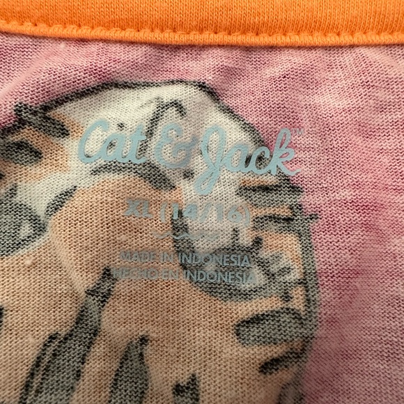Cat & Jack Tiger Graphic Short Sleeve Tee in Pink Size XL 14 16 Girls - Picture 10 of 17